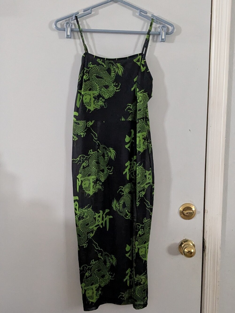 SHEIN Green Dragon Print Maxi Dress Small